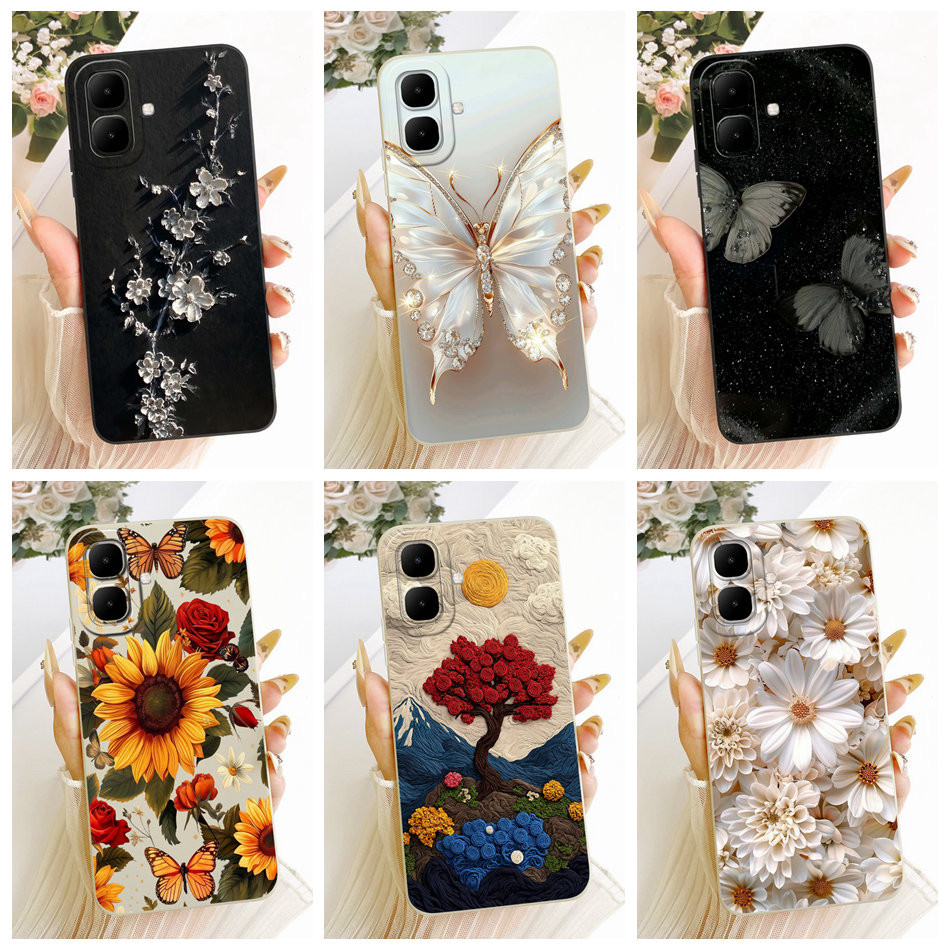 สําหรับ Infinix Smart 10 X6725 เลนส์ป้องกันกรณี Infinix Smart10 เดซี่ที่สวยงามดอกทานตะวันซิลิโคนอ่อนนุ่มเคสโทรศัพท์