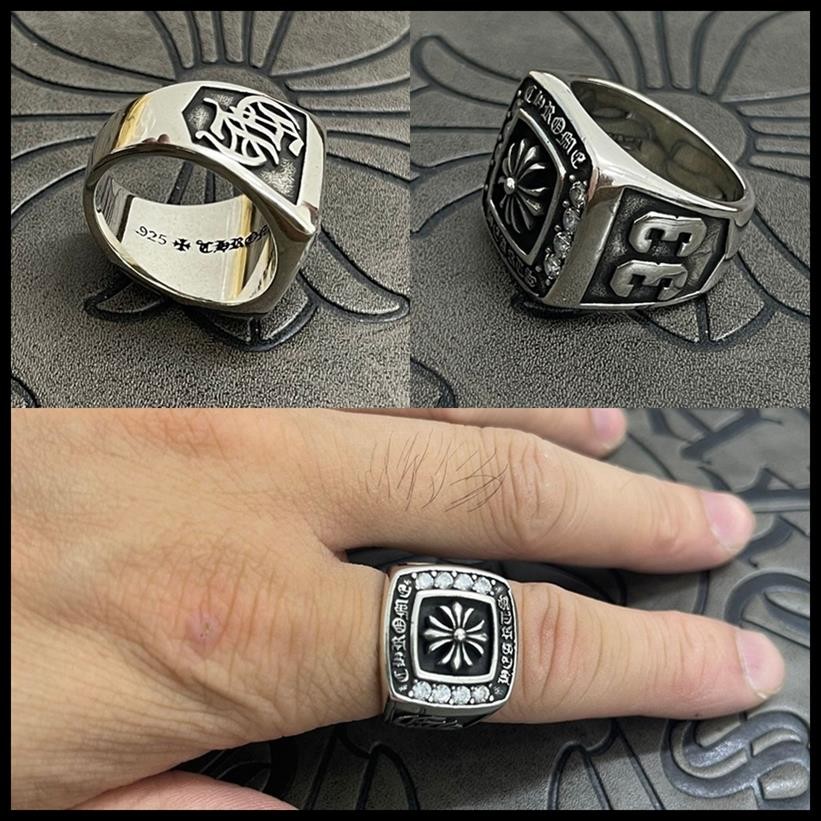 CH♥ แหวนสไตล์ยุคกลางสำหรับผู้ชายทำจากเงิน sterling silver 925 ดีไซน์สุนัขแท็กโซ่ หมายเลข 0768