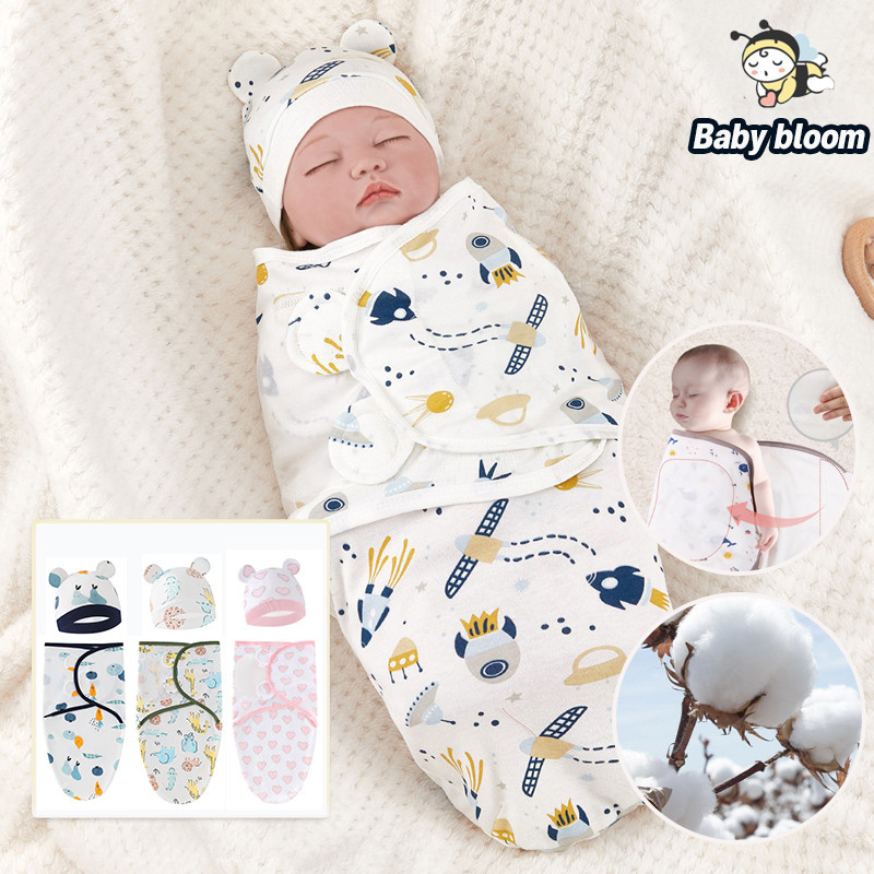 พร้อมส่ง ถุงนอนกันสะดุ้ง ถุงนอนเด็ก 0-6 เดือน ป้องกันหน้าท้อง ผ้าผ้าย เซ็ต 3 ผ้าห่มเด็กหมวกเด็กที่คา