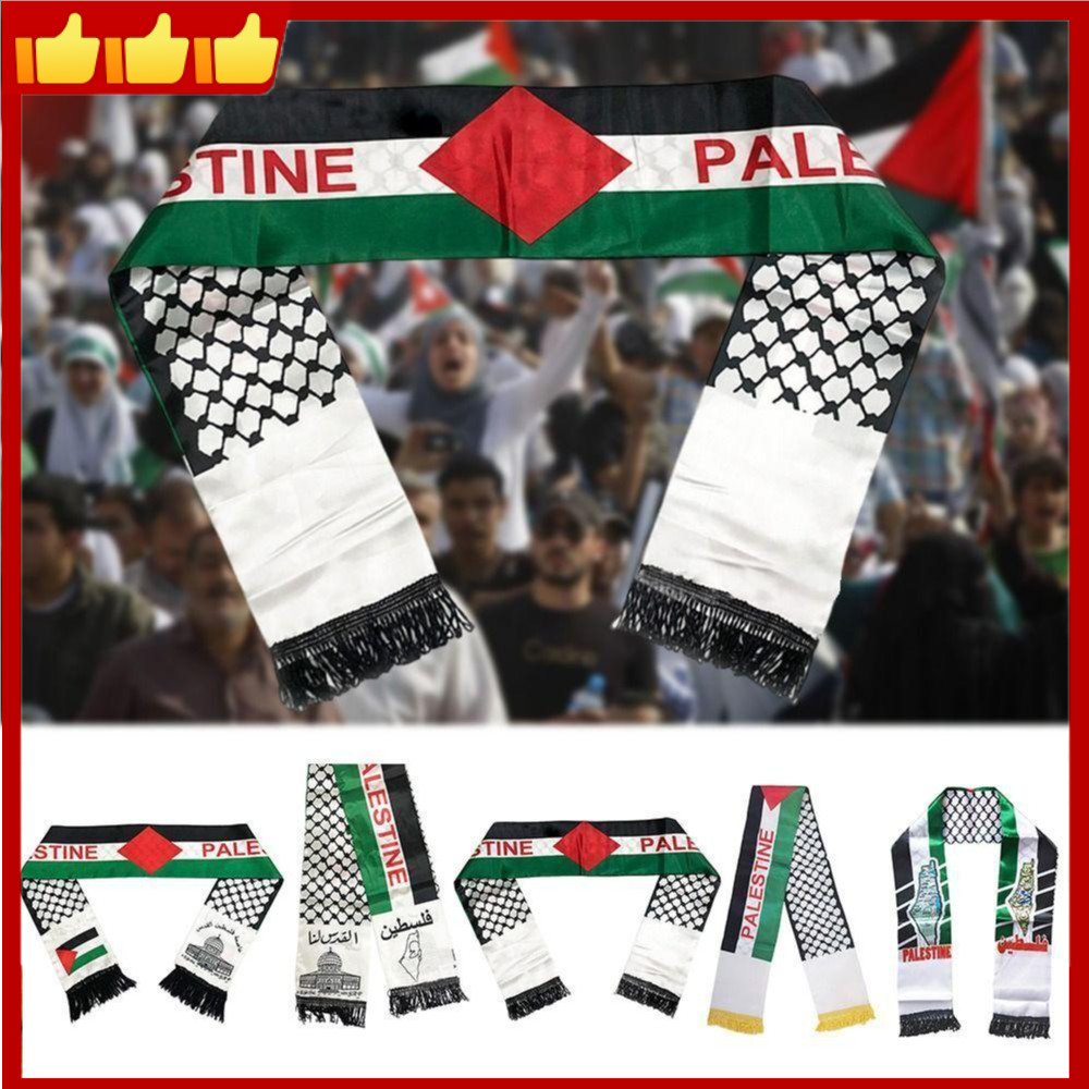 การพิมพ์ Palestine National Flag Neckerchief Palestian Flag Scarf