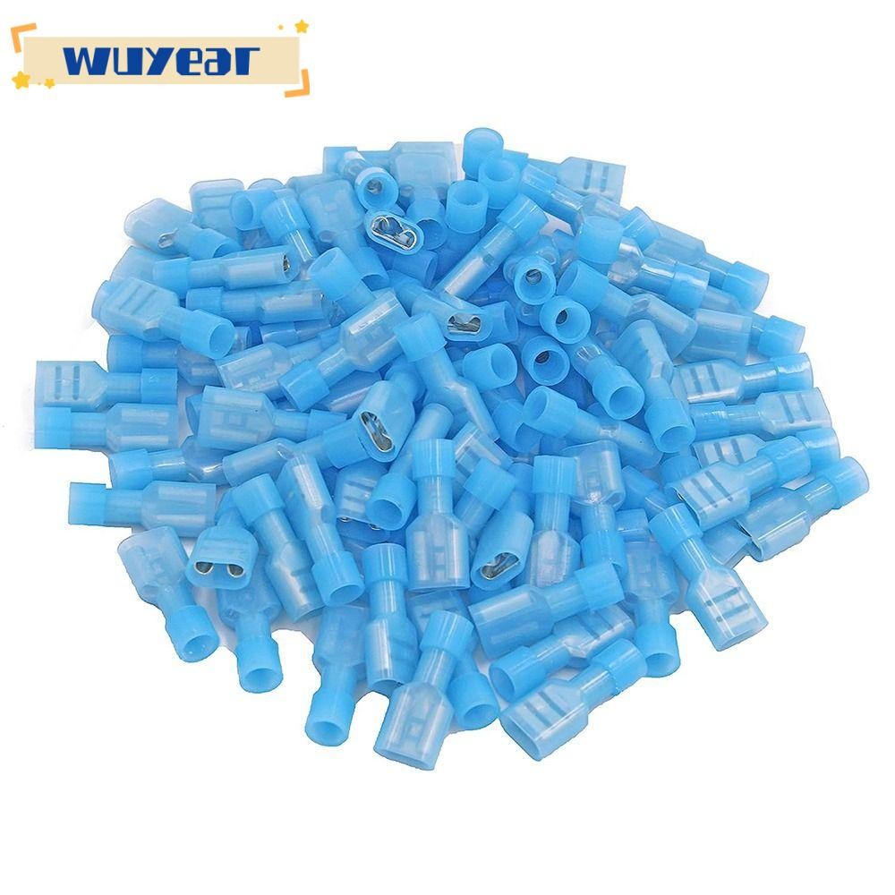 WUYEAR 100 ชิ้นลวดตัดการเชื่อมต่ออย่างรวดเร็ว, 16-14 AWG FMDFN2-250 Spade Wire Connectors, Spade Ter