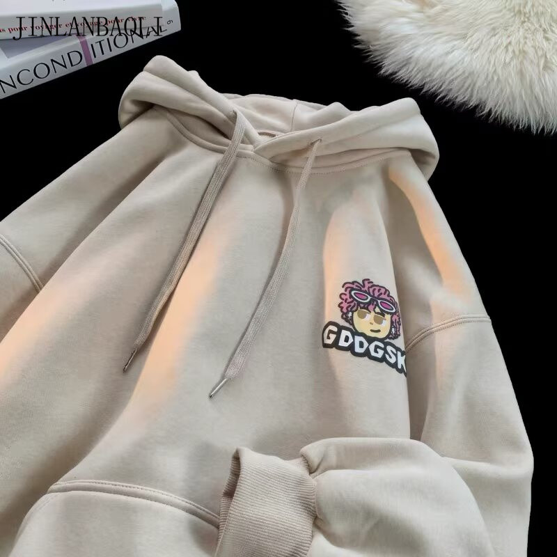 M-5XL การ์ตูน Hiphop Hoodie กับผู้ชายและผู้หญิงตุ๊กตาหนาหลวมสบายๆ Hoodie