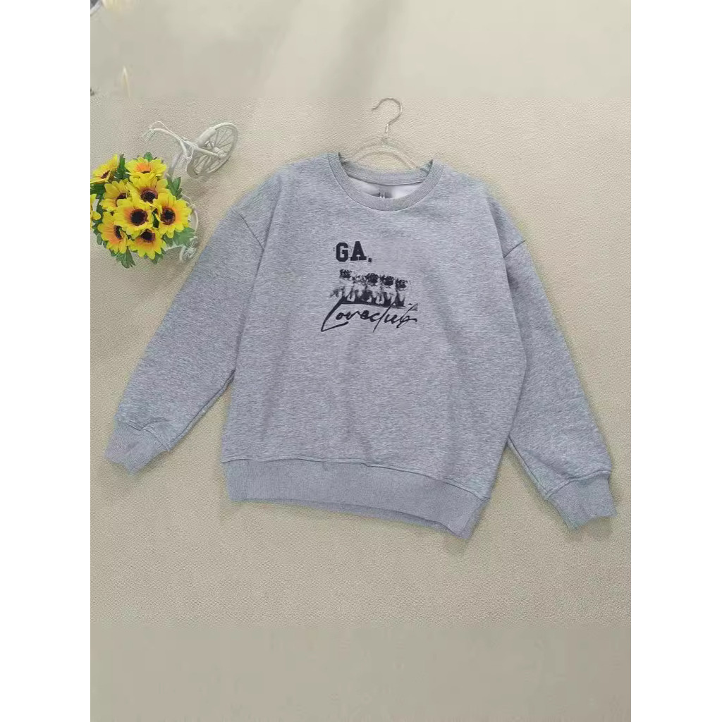 GANNI Autumn and Winter New Letter Crew Neck Sweater Puppy Letters logo Pattern Print Top
