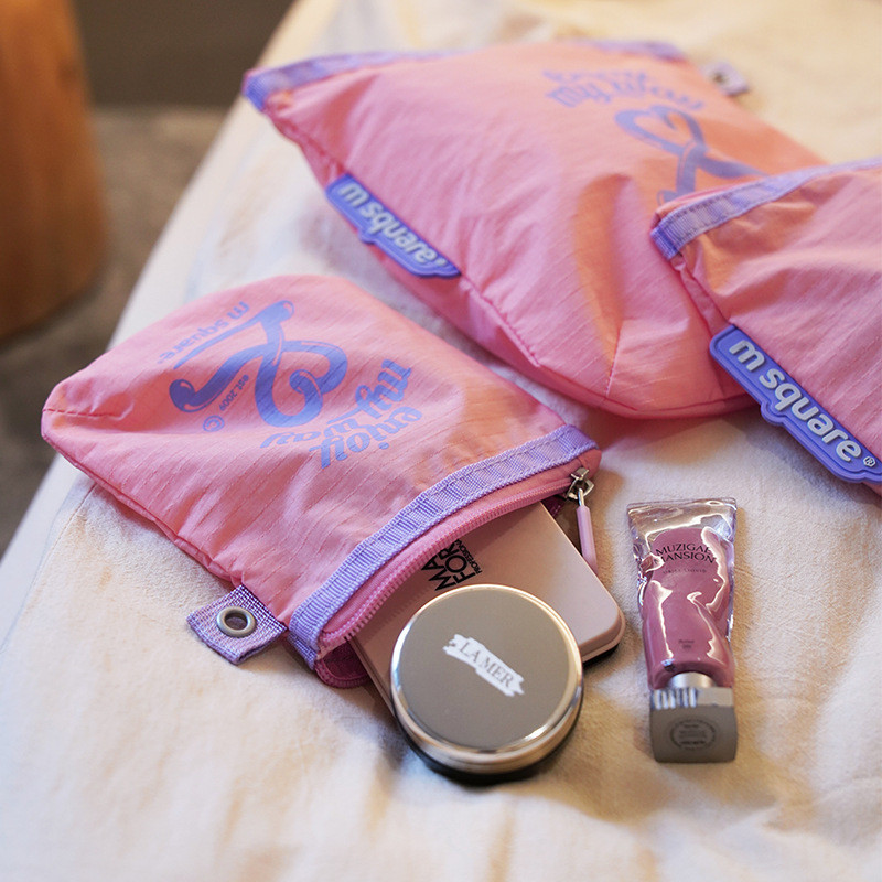 Msquare กระเป๋าเครื่องสําอางแบบพกพา Outing Thin Macaron กระเป๋าเก็บมัลติฟังก์ชั่นลิปสติกกระเป๋าเก็บเ