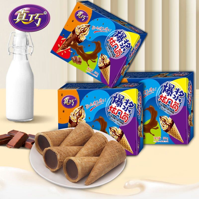 สินค้าใหม่พร้อมสต็อกจริงๆ Clever Chocolate Egg Roll Crispy Tube Sandwich Pop Crispy Tube Biscuit Ice