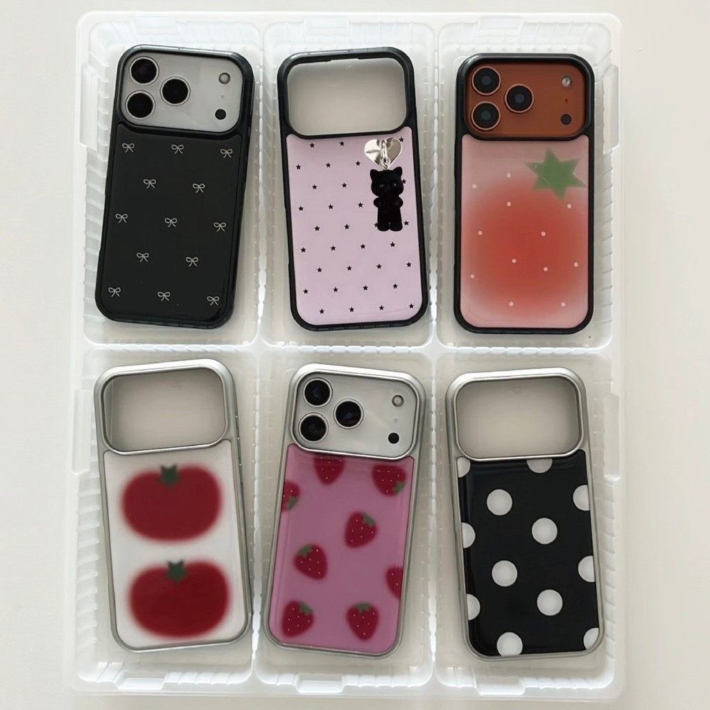 โบว์สตรอเบอร์รี่เคสโทรศัพท์ Drop-Resistant สําหรับ iPhone 17 Promax 16 Promax 15 Promax 11 12 13 17 14plus 15plus 16e 16plus 15pro 17air