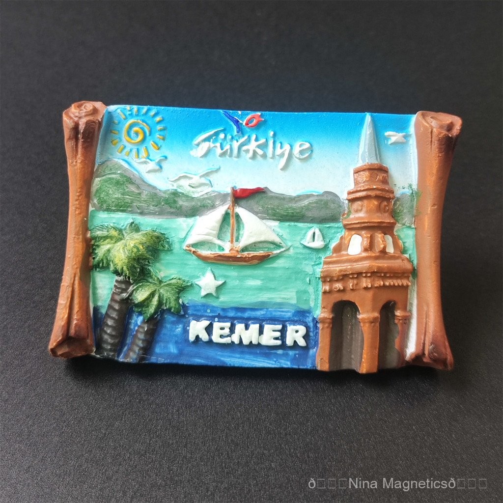 Turkey Kemel Island Travel สติ๊กเกอร์ตู้เย็นที่ระลึกสามมิติมือวาดตกแต่งบ้านสติกเกอร์ข้อความ