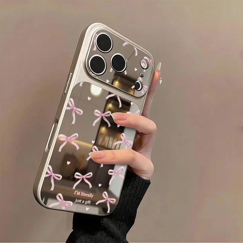 สีสันโบว์กระจกเคสโทรศัพท์สําหรับ OPPO Reno 15 14 12 11 Pro 15F 14F 13F 12F 11F 5G อะคริลิคแต่งหน้ากระจกกันกระแทก