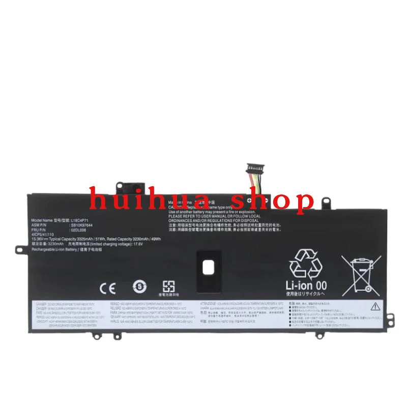 L18M4P72 L18C4P71 แบตเตอรี่สําหรับ Lenovo Thinkpad X1 คาร์บอน 7th 2019 2020 Series L18L4P71 SKB10K97