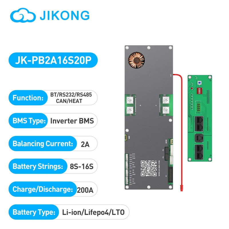 Multi-functiona JIKONG V19 JK-PB2A16S20P สมาร์ท BMS 8S-16S 200A Li-ion/ Lifepo4/ LTO แบตเตอรี่ในครัว
