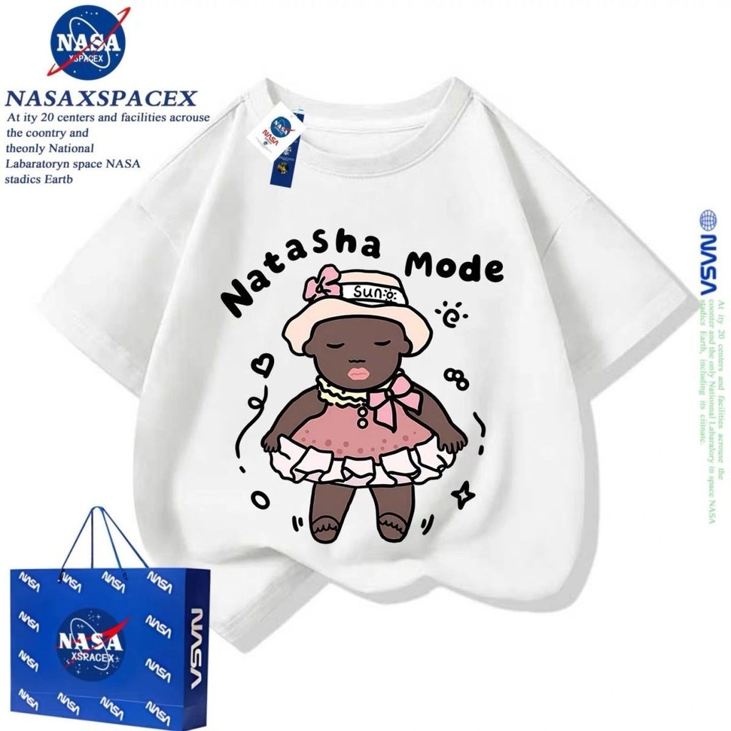 NASA Natasha ชายหญิงเด็กพิมพ์เสื้อยืดแขนสั้นฤดูร้อน#NASA娜塔莎男女儿童印花短袖T恤夏季
