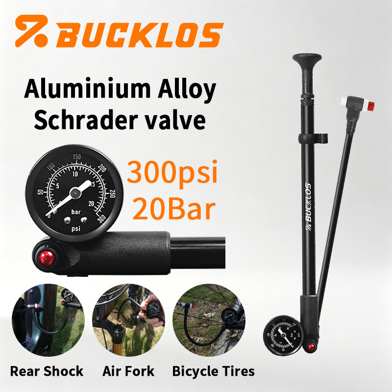 BUCKLOS 300PSI ปั๊มลมจักรยานพร้อมเกจวัดปั๊มลมจักรยานแรงดันสูงพร้อมมาตรวัดสําหรับส้อมและโช้คอัพระบบกั