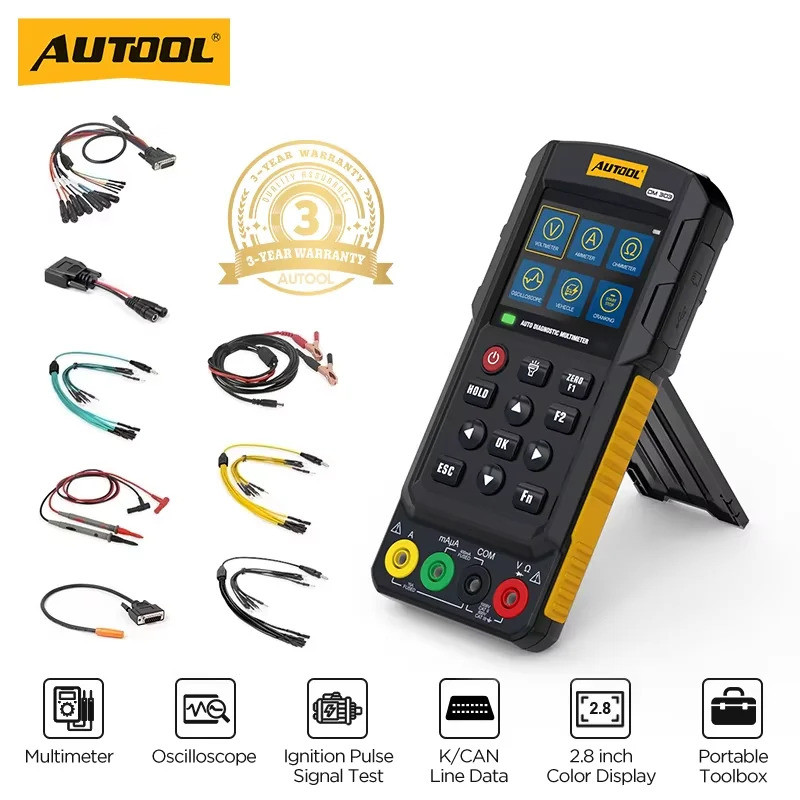 AUTOOL DM303 Pro Auto Diagnostic Multimeter เครื่องทดสอบวงจรรถยนต์ Oscilloscope K/CAN Test สําหรับเค