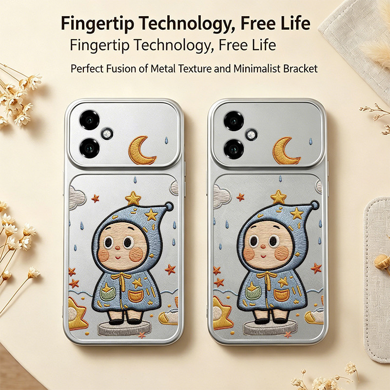 สําหรับ honor 200 400 600 LITE 400 500 SMART 200 PRO 5G เคสโทรศัพท์ Softcase กันกระแทกออกแบบใหม่ความงามโลหะเงินน่ารักการ์ตูนปัก starman สําหรับชาย DSCXX3