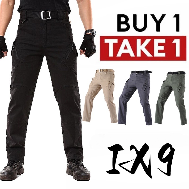 Buy1 Get1 Free IX9 Men's Tactical Pants Waterproof Cargo Pants Army Pants Outdoor Sports Hiking Pant