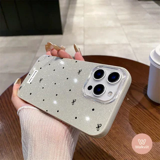 เคสกลิตเตอร์ลายจุดดำ โบว์คริสตัลติดข้าง สไตล์สาวหวาน สำหรับ OPPO Reno 16 16F 13F 15F 8T 5 11 5F 11F 10 14 14F 12 12F 6z