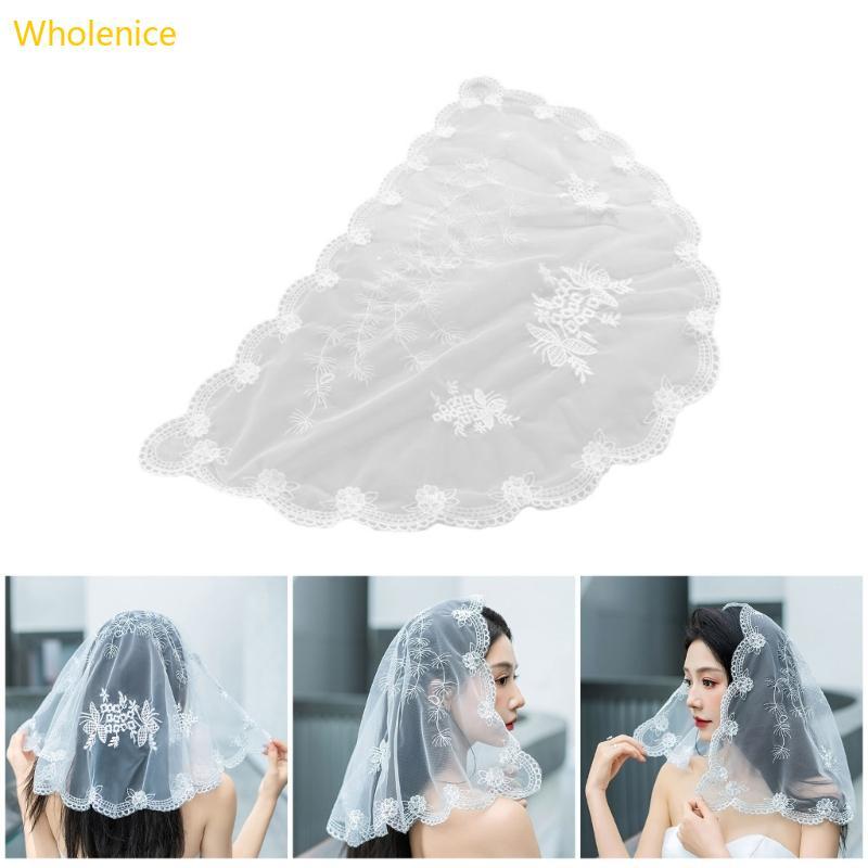 WHOL Elegant Lace Mantilla Veil Church Head Scarf คาทอลิกเจ้าสาว Veil Snapshots Veil