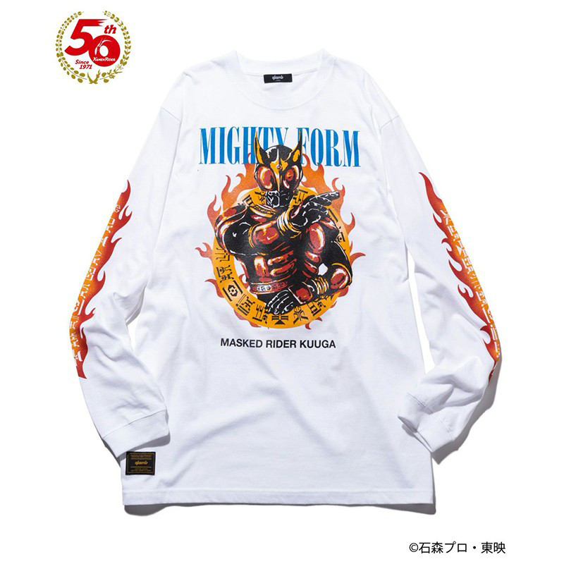 สไตล์ของตัวเอง 50th Anniversary อะนิเมะสองมิติ cos Face Knight kuuga kuuga พิมพ์ผ้าฝ้ายแขนยาวเสื้อยื
