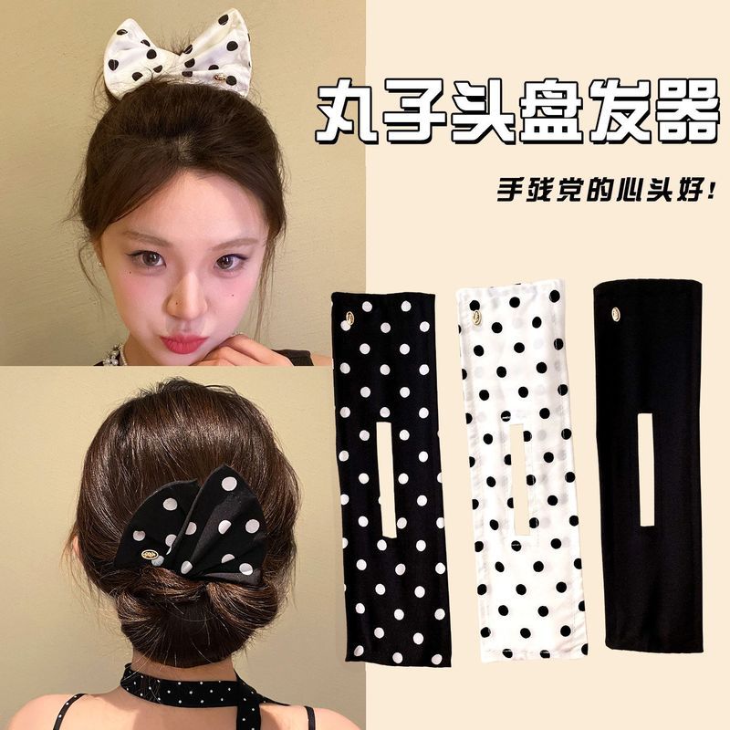 扭扭夹盘发懒人盘发神器旋转发带网红气质时尚波点丸子头发饰头饰Hair styling tool for lazy people, fluffy flower buds, hair accessorie