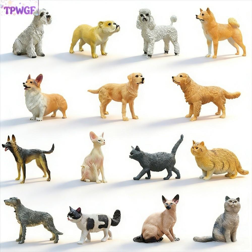 โมเดลฟิกเกอร์แมว TPWGF, เครื่องประดับสุนัขจําลองสมจริงขนาดเล็ก, PVC น่ารัก Corgi Pastoral Cat Animal Model ของขวัญ