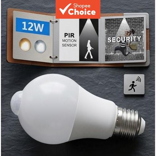 Axus 2026 Pir Motion Sensor หลอดไฟ LED 4.5 W/12 W E27 เปิด/ปิดอัตโนมัติสมาร์ทสําหรับห้องโถงบันไดโรงรถโคมไฟ
