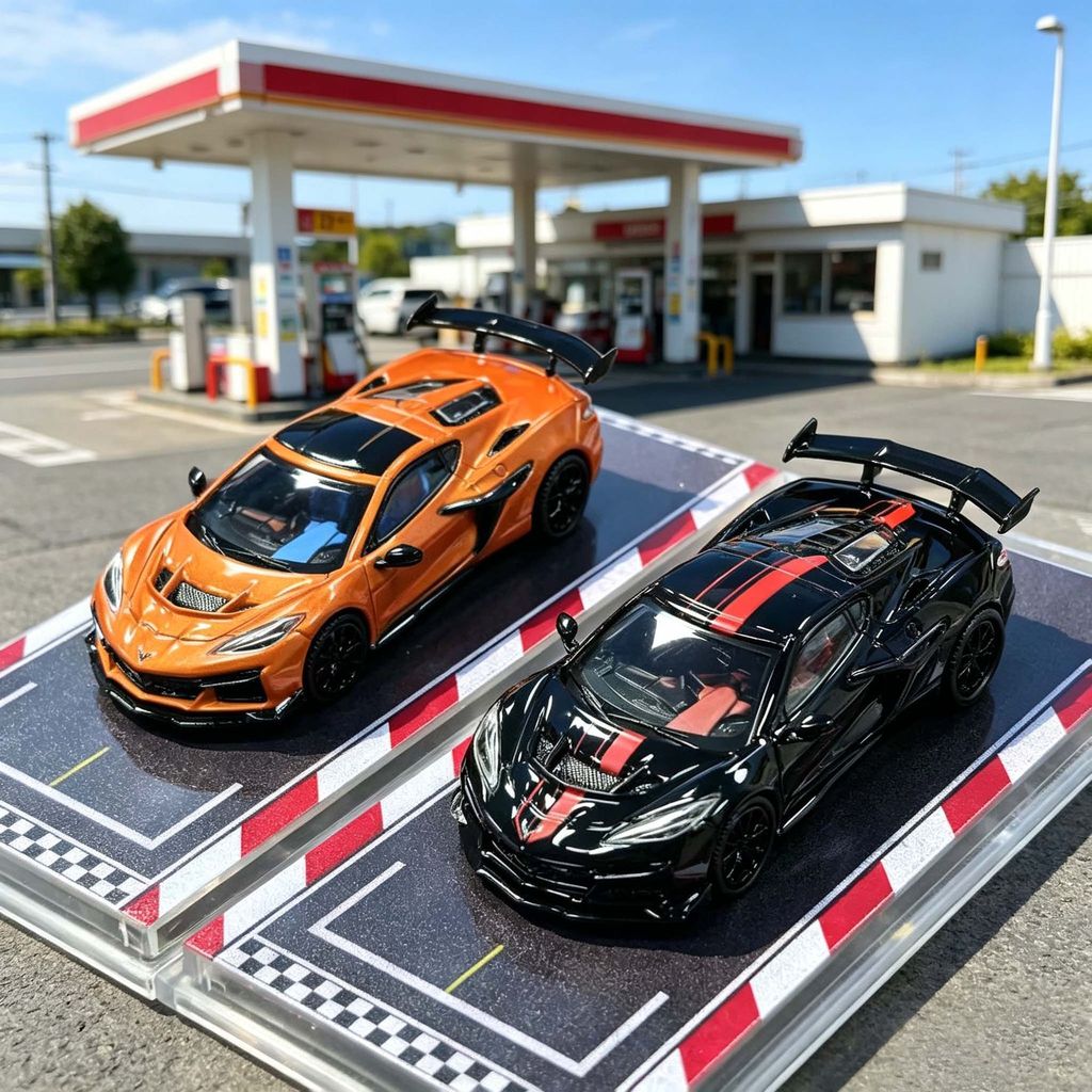 FW 1/64 Chevrolet Corvette C8 ZR1 โลหะผสมรถDiecastรุ่นของเล่นของขวัญวันเกิด