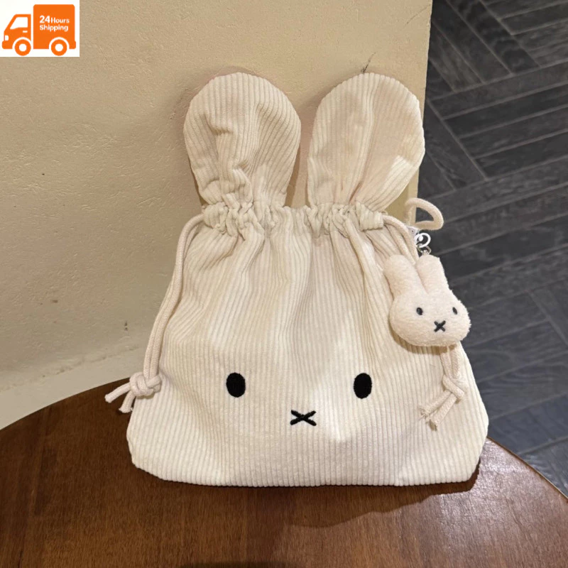 กระเป๋าสะพายข้างผู้หญิงผ้าลูกฟูกขนาดเล็กแม่เหล็ก Miffy น่ารัก