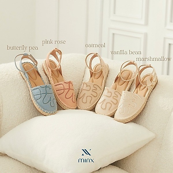 Minx รุ่น chloe lady รองเท้ารัดข้อ ผ้าลายหัวใจ minxshoes