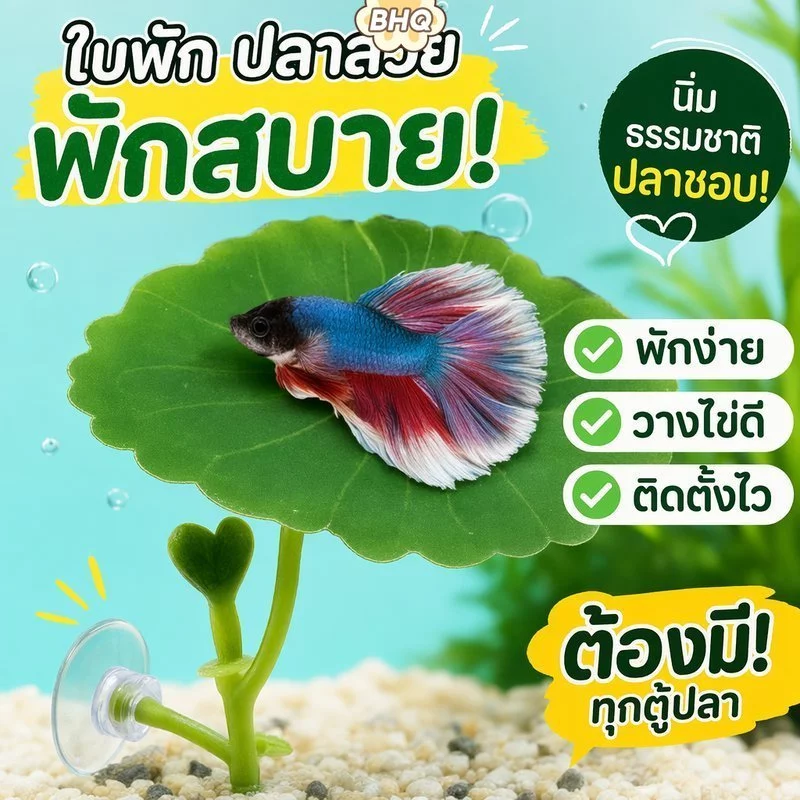 BHQ พิพิธภัณฑ์สัตว์น้ําใบประดิษฐ์ปลากัดส่วนที่เหลือเตียงตกแต่งตู้ปลาวางวางไข่ซ่อนน้ําเครื่องประดับพืช