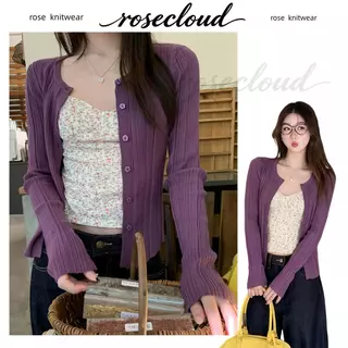 🌟rosecloud🌟เสื้อคาร์ดิแกนถักผู้หญิง มี 5 สีให้เลือก รุ่นใหม่สไตล์เกาหลี ทรงเข้ารูป แต่งได้หลายสไตล์ ผ้าคุณภาพสูง