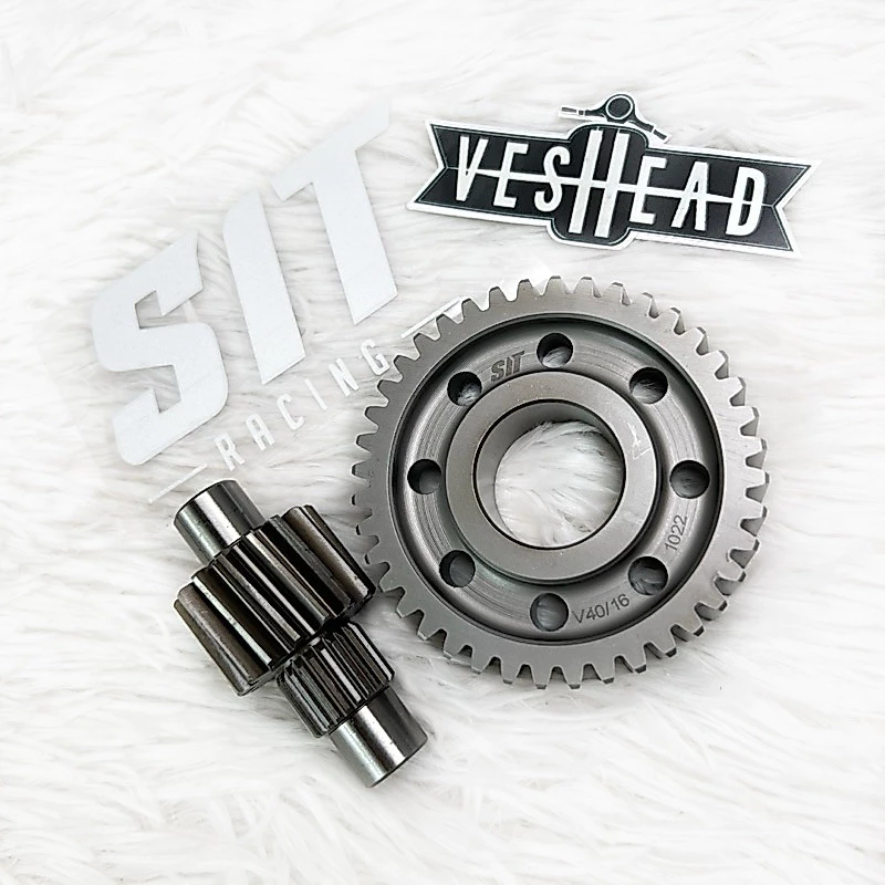 เฟืองท้าย SIT Racing สำหรับ Vespa 125, 150, 300cc. Lambretta X300 V200 / GPX Dz3 ลดอัตราทดเฟืองท้าย ได้ปลายไหลๆ ท้ายเดิน