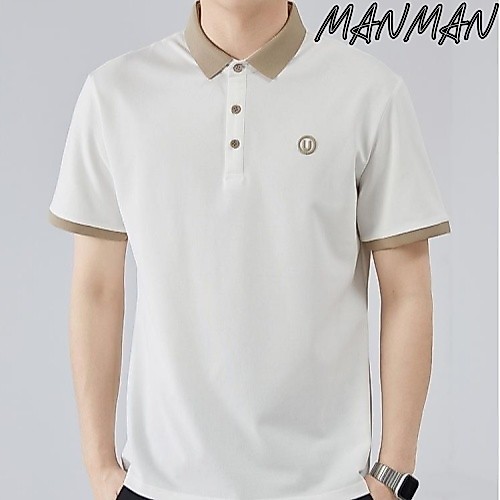 MANMAN ชายเสื้อคอปกแขนสั้นธุรกิจลำลองหลายสีให้เลือก