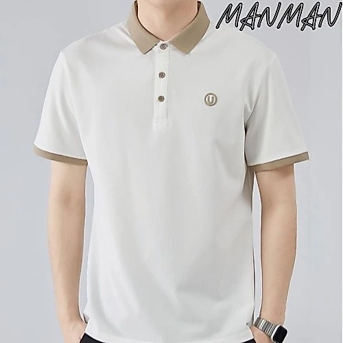 MANMAN ชายเสื้อคอปกแขนสั้นธุรกิจลำลองหลายสีให้เลือก