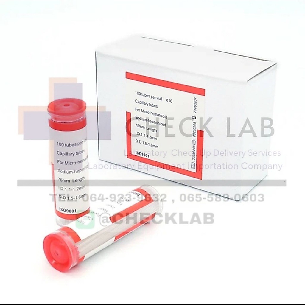 Capillary Tube หลอดเก็บเลือด Red (100ชิ้น/หลอด)