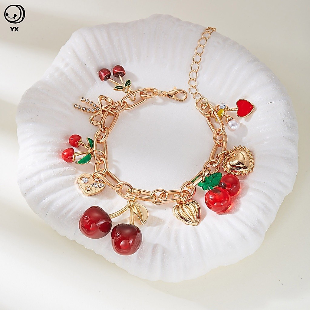 สร้อยข้อมือหัวใจโบว์สีแดง สำหรับงาน.partyและของขวัญวันหยุด สไตล์ย้อนยุค