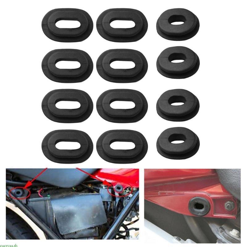 Cucryaa 12x ยางสีดําด้านข้าง Grommets สําหรับ CG125 CB100 550K 550F 750F CB125S XL 100 125 SL รถจักรยานยนต์มอเตอร์ไซด์