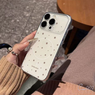 เคสไอโฟน 17 ใช้ได้กับ iPhone 13 15 11 17 12 16 14 Pro Max 14 15 16 plus 12 17 16 pro Air ดีไซน์ลายดาวสีน้ำตาลอ่อนละมุน
