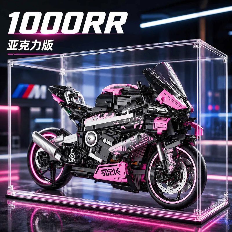 宝马MRR摩托车车木机组合车男孩益电视收纳神器คู่มือของเล่น礼物BMW MRR รถจักรยานยนต์อาคารบล็อกกลุ่มเครื่องจักรกีฬา CarYUJYUTI
