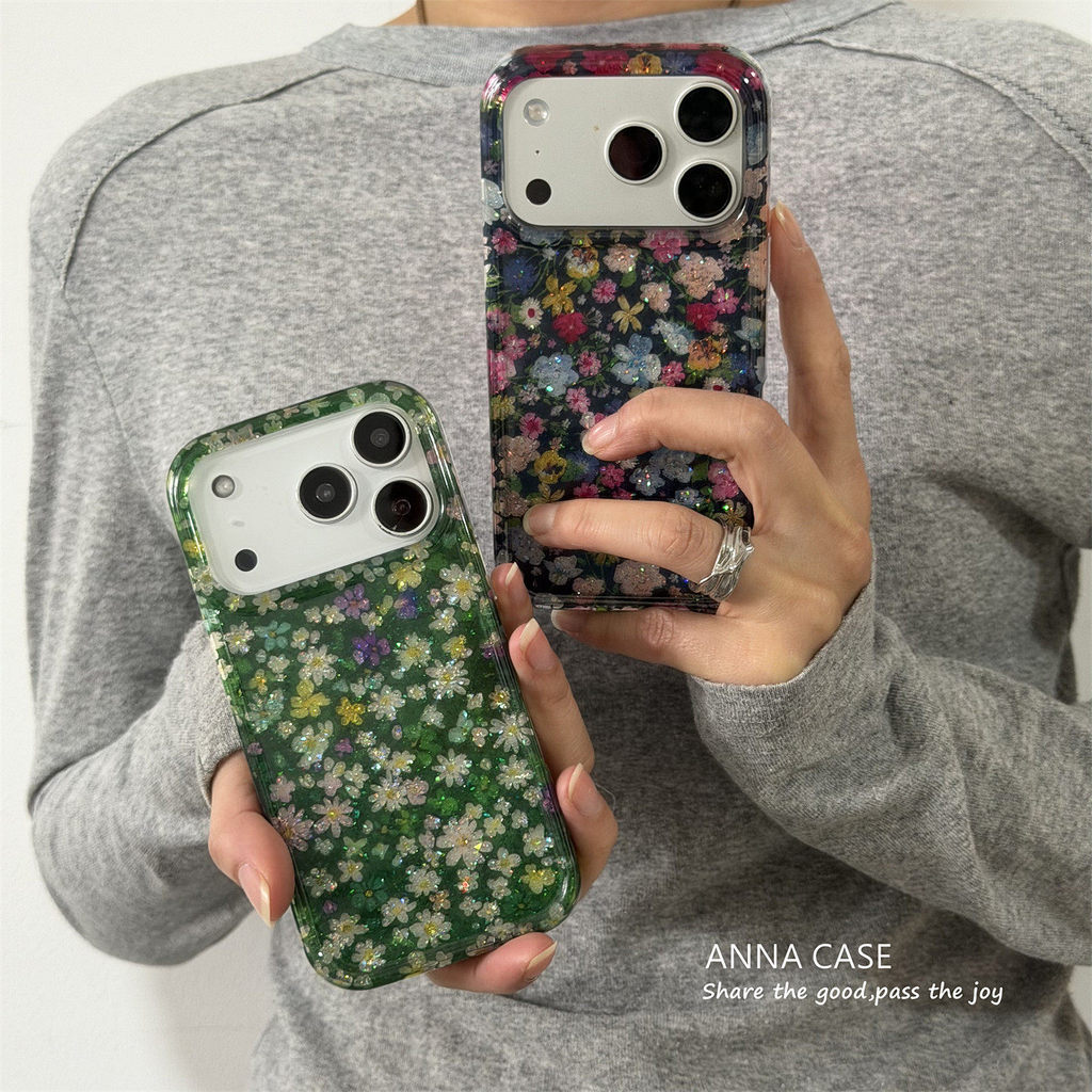 ดอกไม้แบบเต็มหน้าจอเหมาะสําหรับเคสโทรศัพท์มือถือ iPhone17, Apple 16promax ใหม่ 15pro ผู้หญิง 13 เคสป้องกัน 14 17promax 16pro 14promax 15promax