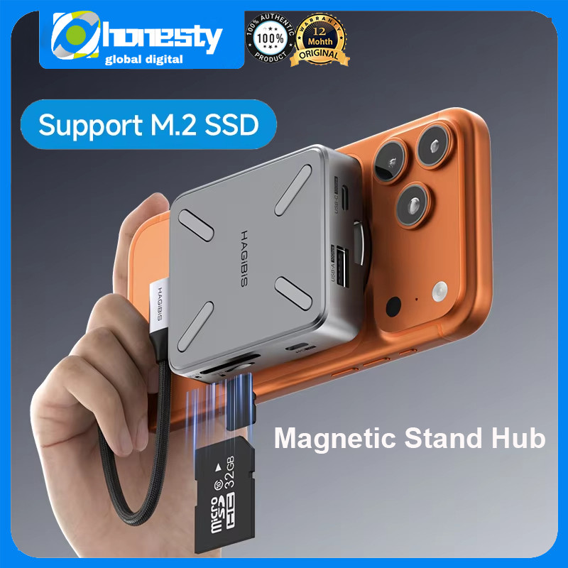 Hagibis แบบพกพา Type-C Docking Station ผู้ถือแม่เหล็ก USB C Hub M.2 NVMe 2230 SSD Enclosure 4K @ 60H