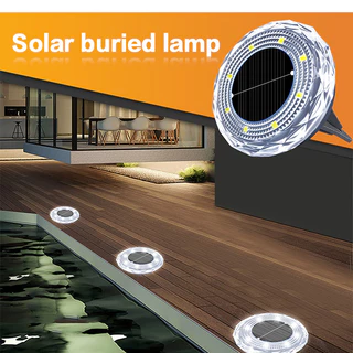 โคมไฟสนามโซล่าเซลล์ LED ฝังพื้น แต่งสวนทางเดิน ไฟสวน 360 องศา IP65 กันน้ำ 5 นิ้ว ไฟติดบันได