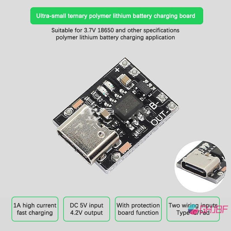 GHJBF] Ultra-Small Accessor Board 1A 3.7V4.2V Charger Module Type-C พร้อมแผ่นป้องกัน สนค คอเต่าเดิม