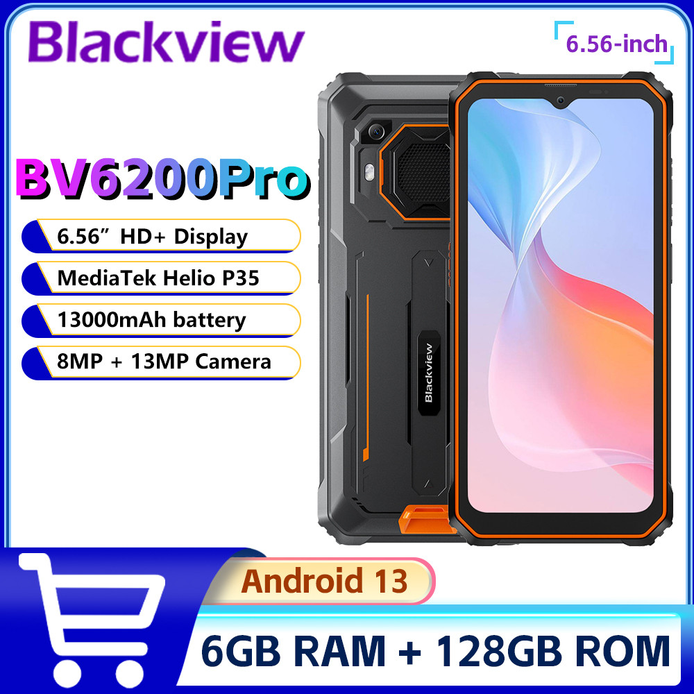 Blackview BV6200 Pro โทรศัพท์ที่ทนทานกันน้ํา 6.56 6GB/128GB สมาร์ทโฟน 13000mAh 18W Fast Charge NFC โ