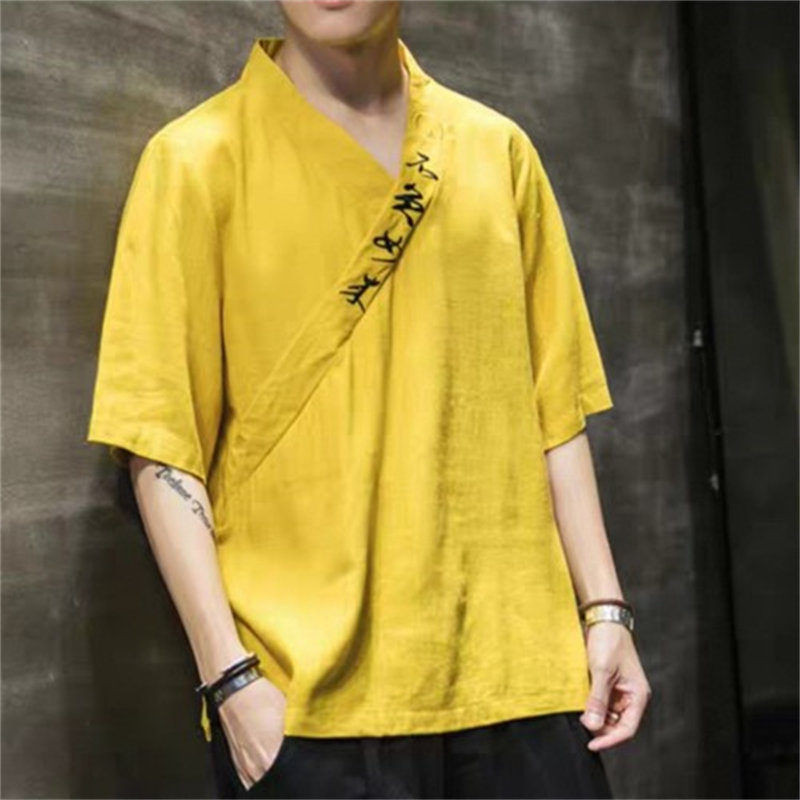 25A10C4 สไตล์Tallปักผ้าลินินแขนสั้น25A10C4 กระเป๋าสะพายไหล่สั้นสั้นCrushion TShirt 9.16