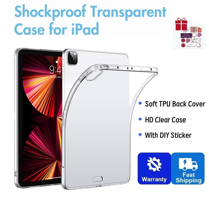 TPU โปร่งใสสําหรับ iPad 11th A16 10th Soft Case สําหรับ iPad Air 11 นิ้ว M2/M3 Air5 Air4 สําหรับ iPa