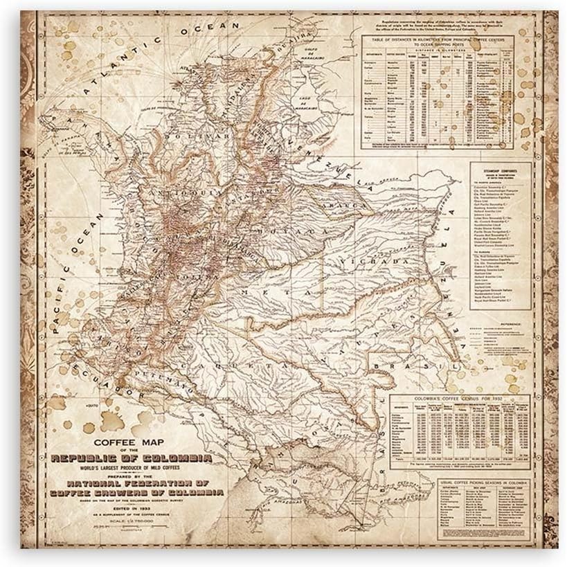 Stamperia Scrapbooking Pad 10 แผ่น cm 30.5 x 30.5 (12 x 12 นิ้ว) Maxi พื้นหลัง Selection - กาแฟและช็