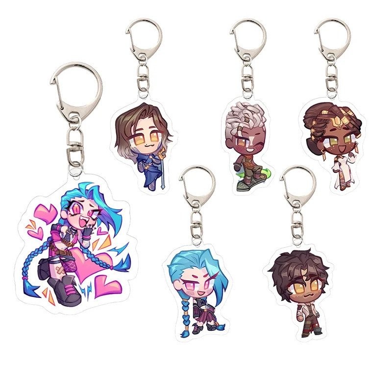 อะนิเมะอะคริลิค Arcane Jinx Vi Caitlyn Ekko Viktor พวงกุญแจ Arcane FigurePendant Id al-Adjha ของขวัญ