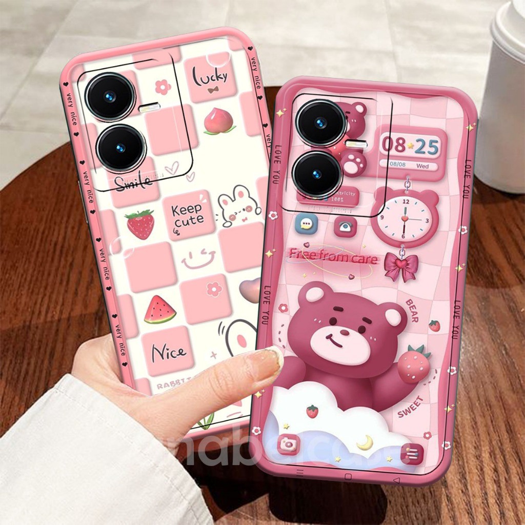 HP Softcase VIVO Y22/Y22S/Y35/Y36 4G/5G/Y27S/Y27 4G/Y27 5G/Y16/Y19 วอลเปเปอร์ลายการ์ตูนล็อตโซ่น่ารัก