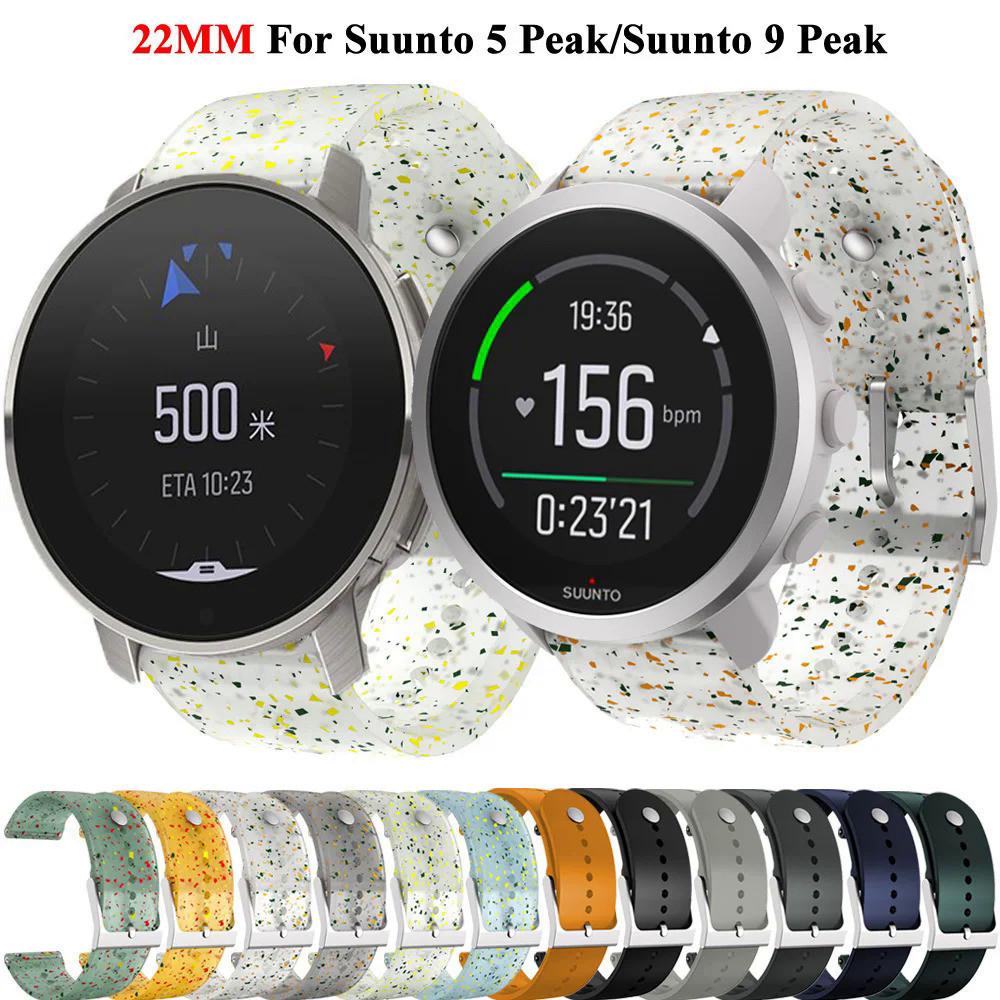 22 มม.สายนาฬิกาซิลิโคนสําหรับ Suunto Race 2 Run S แนวตั้ง Smartwatch สายรัดข้อมือ Ocean 5 9 Peak Pro