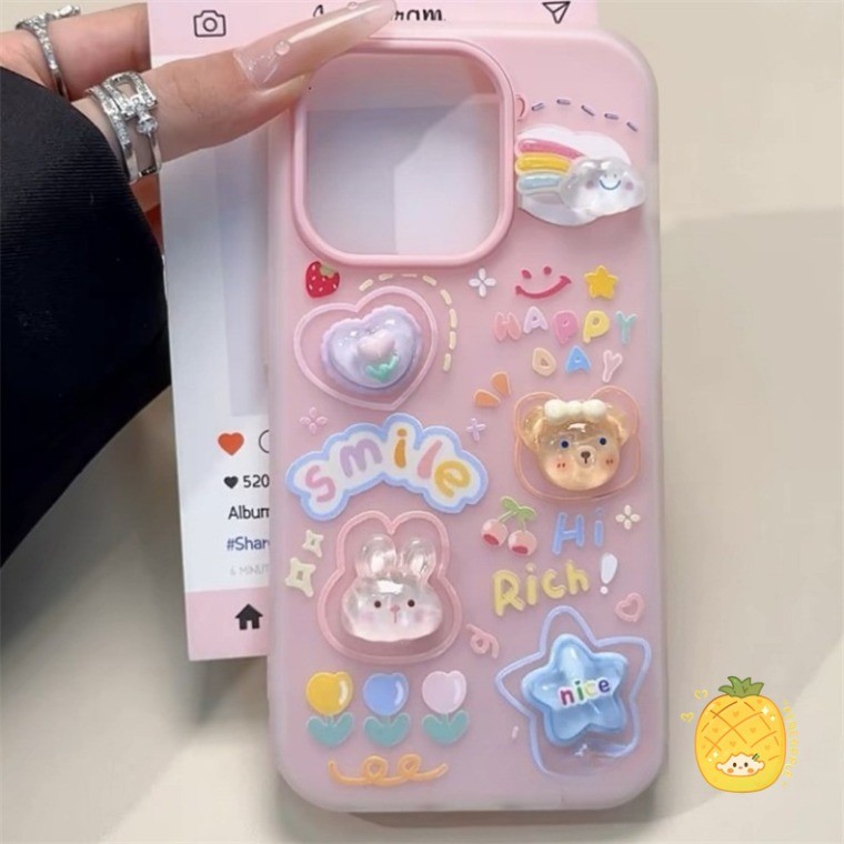 สําหรับ IPhone 16 E 15 14 plus 13 12 11 Pro Max X XR XS Max 7 8 Plus ที่น่าสนใจและน่ารัก 3D การ์ตูนเยลลี่ 2-in-1 เคสโทรศัพท์ปกอ่อน